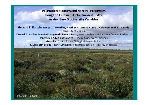 Biodiversity, phytomass, and vegetation indices along arctic tundra temperature gradients: Howard E. Epstein