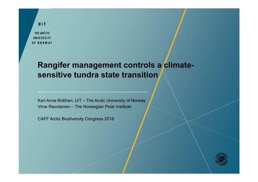 Rangifer management controls a climate-sensitive tundra state transition: Virve Ravolainen
