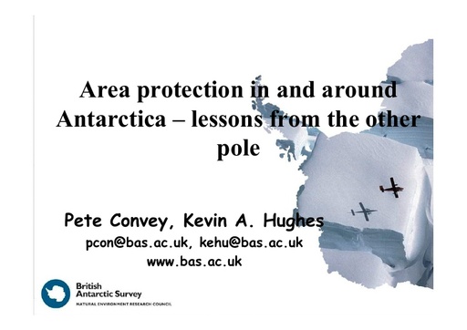 Area protection in and around Antarctica – lessons from the other pole: Peter Convey