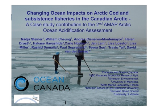 Climate change impacts on subsistence fisheries in the Western Canadian Arctic- A framework linking climate model projections to local communities: Nadja Steiner